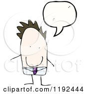 Cartoon Of A Stick Businessman Speaking Royalty Free Vector Illustration