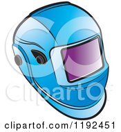 Clipart Of A Blue Welding Helmet Royalty Free Vector Illustration