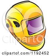Clipart Of A Yellow Welding Helmet Royalty Free Vector Illustration