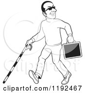 Poster, Art Print Of Happy Black And White Blind Man With A Cane And Briefcase