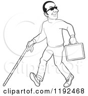 Poster, Art Print Of Happy Black And White Blind Man With A Cane And Briefcase 2