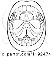 Clipart Of A Black And White Wide Open Mouth Royalty Free Vector Illustration