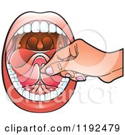 Clipart Of A Hand Over An Open Mouth Royalty Free Vector Illustration