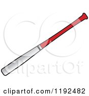 Clipart Of A Red And Silver Baseball Bat Royalty Free Vector Illustration by Lal Perera