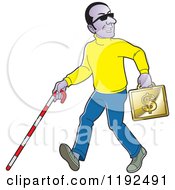 Poster, Art Print Of Happy Black Blind Man With A Cane And Gold Case