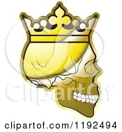Clipart Of A Gold Skull Wearing A Crown In Profile Royalty Free Vector Illustration
