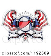 Poster, Art Print Of Patriotic Basketball With Two American Flags Stars And A Banner