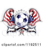 Patriotic Soccer Ball With Two American Flags Stars And A Banner