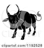 Clipart Of A Black And White Chinese Zodiac Ox Royalty Free Vector Illustration by AtStockIllustration