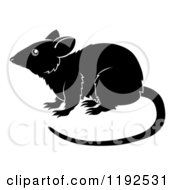 Clipart Of A Black And White Chinese Zodiac Rat In Profile Royalty Free Vector Illustration by AtStockIllustration
