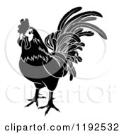 Clipart Of A Black And White Chinese Zodiac Rooster Royalty Free Vector Illustration by AtStockIllustration