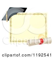 Poster, Art Print Of Graduation Cap Resting On A Certificate With A Diploma Scroll