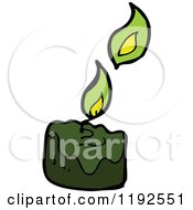 Cartoon Of A Green Candle And Flame Royalty Free Vector Illustration by lineartestpilot