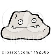 Cartoon Of A Rock With A Face Royalty Free Vector Illustration by lineartestpilot