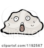Cartoon Of A Rock With A Face Royalty Free Vector Illustration by lineartestpilot