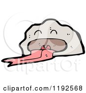 Cartoon Of A Rock With A Face And Long Tongue Royalty Free Vector Illustration