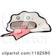 Cartoon Of A Rock With A Long Tongue Royalty Free Vector Illustration