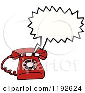 Cartoon Of A Landline Telephone Speaking Royalty Free Vector Illustration by lineartestpilot