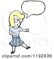 Cartoon Of A Girl In Glasses Speaking Royalty Free Vector Illustration
