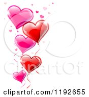 Clipart Of A Pink And Red Valentines Day Heart Balloons And Confetti Over White Copyspace Royalty Free Vector Illustration