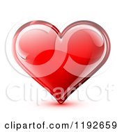 Poster, Art Print Of Red Glossy Heart With Light Reflections On White