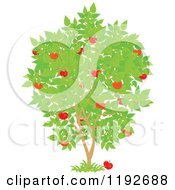 Poster, Art Print Of Fruit Tree With Red Apples And Green Leaves