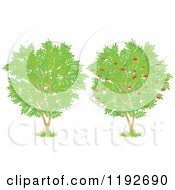 Poster, Art Print Of Fruit Trees With Red Apples And Green Leaves