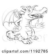 Poster, Art Print Of Outlined Happy Dragon Presenting