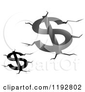 Poster, Art Print Of Black And White And Grayscale Dollar Symbols Debt Fissures And Cracks