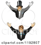 Poster, Art Print Of Cheering Happy Groom Shown Wearing A Top Hat And Gloves And Without