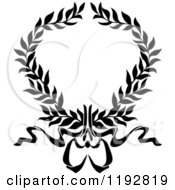Poster, Art Print Of Black And White Laurel Wreath With A Bow And Ribbons 2