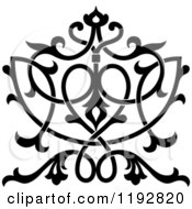 Clipart Of A Black And White Ornate Floral Victorian Design Element Royalty Free Vector Illustration