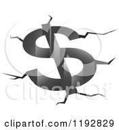 Clipart Of A Grayscale Dollar Symbol Debt Fissure And Cracks Royalty Free Vector Illustration