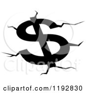 Poster, Art Print Of Black And White Dollar Symbol Debt Fissure And Cracks