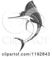 Poster, Art Print Of Jumping Grayscale Marlin Fish