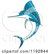 Clipart Of A Jumping Blue Marlin Fish Royalty Free Vector Illustration