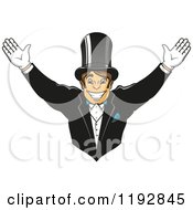 Poster, Art Print Of Cheering Happy Groom Wearing A Top Hat And Gloves