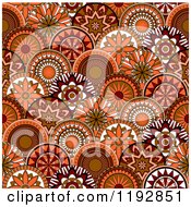 Seamless Pattern Of Retro Orange And Brown Circle Flowers