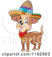 Happy Mexican Chihuahua Dog Wearing A Sombrero
