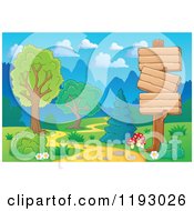 Poster, Art Print Of Wooden Signs Along A Winding Path In A Landscape