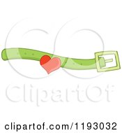 Cartoon Of A Green Dog Or Cat Collar With A Heart Royalty Free Vector Clipart by visekart
