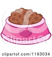 Cartoon Of A Pink Heart Pet Food Bowl Dish Royalty Free Vector Clipart