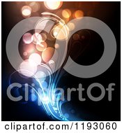 Poster, Art Print Of Orbs And Colorful Lights With Floral Swirls On Black