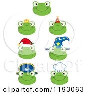 Poster, Art Print Of Happy Frog Faces With Different Hats