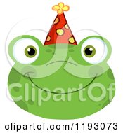 Poster, Art Print Of Smiling Happy Frog Face With A Party Hat