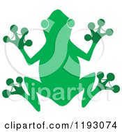 Cartoon Of A Green Silhouetted Frog With Darker Feet Royalty Free Vector Clipart