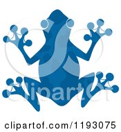 Cartoon Of A Blue Silhouetted Frog With Markings Royalty Free Vector Clipart