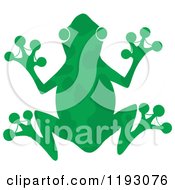 Cartoon Of A Green Silhouetted Frog With Markings Royalty Free Vector Clipart
