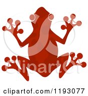 Cartoon Of A Red Silhouetted Frog With Markings Royalty Free Vector Clipart