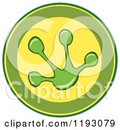 Cartoon Of A Green And Yellow Circle Frog Foot Print Royalty Free Vector Clipart